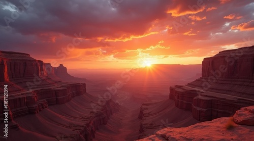 Dramatic Desert Canyon Sunset