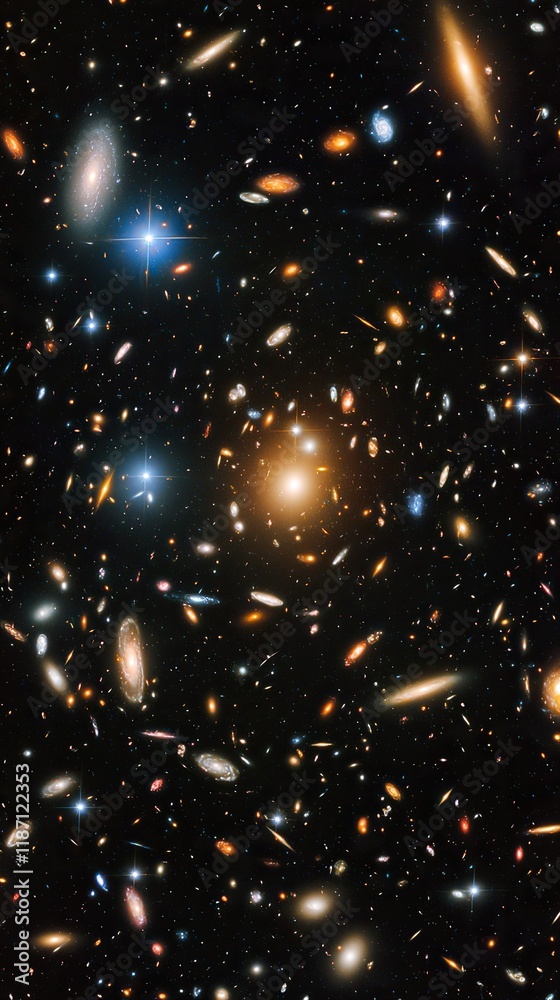 Naklejka premium Cosmic void filled with glowing galaxies creating a mesmerizing visual experience