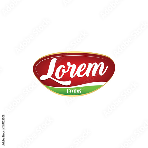 oval rectangle shape Vector green / Blue / Red Food company logo design template ideal for agriculture, organic food, grocery, natural harvest, baby food, cookies, cereals, organic green natural logo