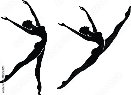 girls dance move illustration isolated on white background 