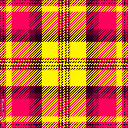 Menswear fabric background textile, scratched check plaid vector. Path texture pattern tartan seamless in bright and black colors.