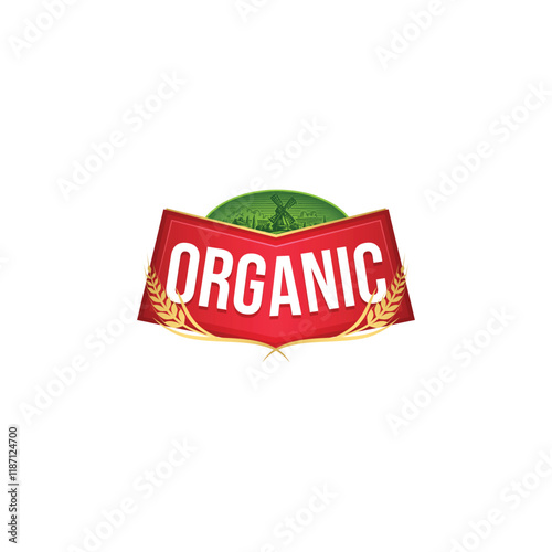 oval rectangle shape Vector green / Blue / Red Food company logo design template ideal for agriculture, organic food, grocery, natural harvest, baby food, cookies, cereals, organic green natural logo