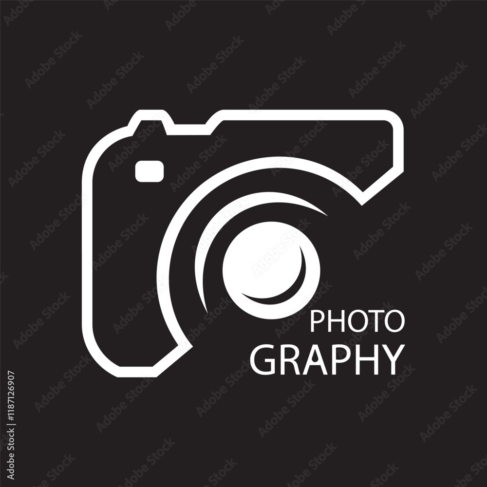 photography logo design on black background