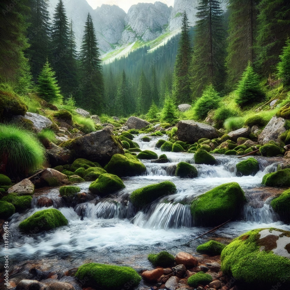 illustration of a cool and pristine river illustration of a cool and pristine river
