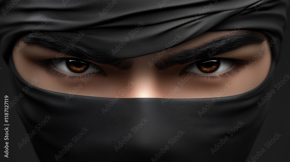 Intense Gaze From Under A Black Head Covering Intense Gaze From Under A Black Head Covering