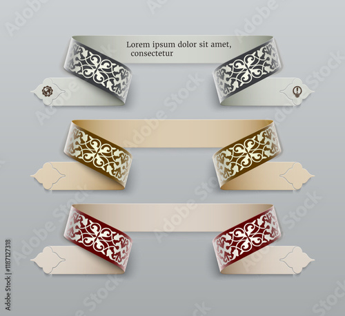 Colorful floral twisted ribbons designed for decorative headings in elegant events or celebrations