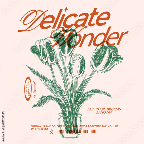Hand drawn flowers graphics. flower prints. summer t shirt. print design. graphics print. Sunday morning slogan.  women's fashion design. text prints.  tropical flowers. girl graphics.