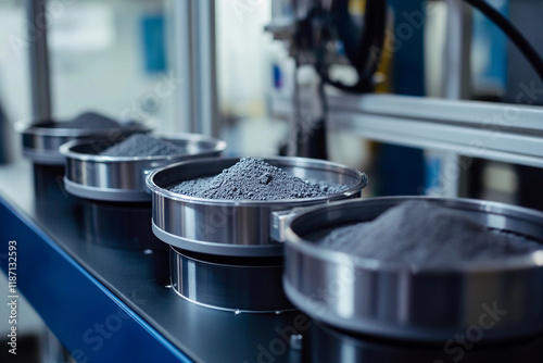 Research laboratory showcasing powder compaction process with advanced machinery in a sterile environment
