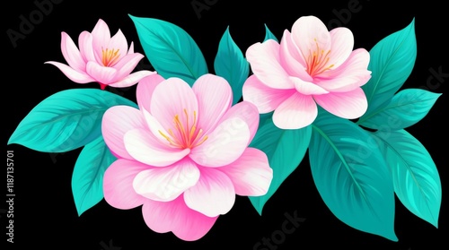 Detailed Vibrant Floral Composition with Botanical Elements for Artistic Designs