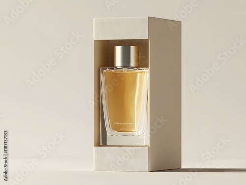 Minimalist Perfume Bottle in Rigid Magnetic Box Packaging Mockup for Modern Functionality