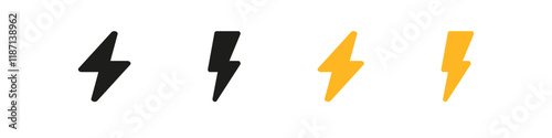 Electric sign. Flash logo. Lightning shape vector set. Electricity icon. Flash icons isolated