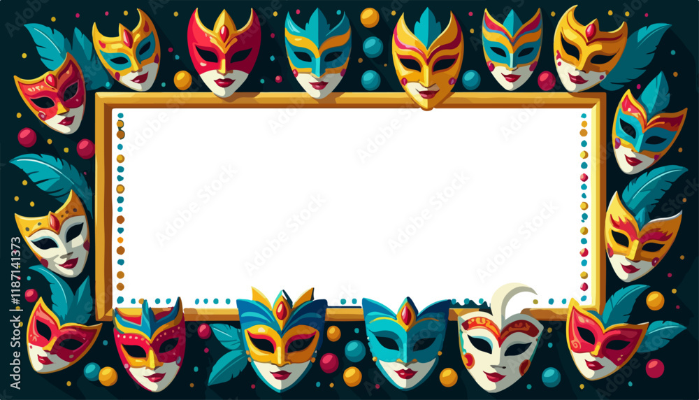 Fototapeta premium Colorful Carnival Mask Frame for Party Art