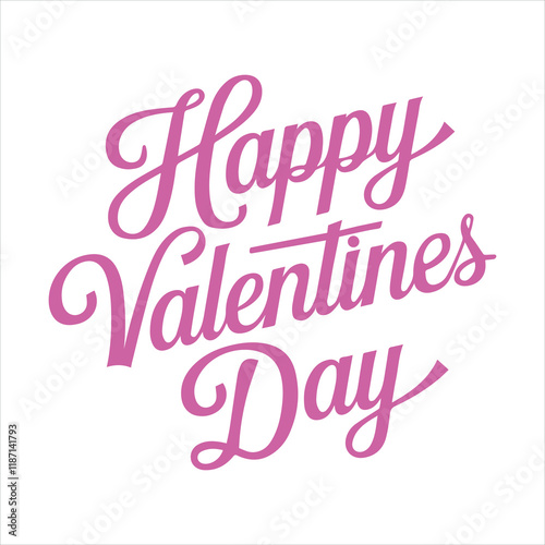 Happy Valentines Day Typography Calligraphy Hearty Vector Illustration
