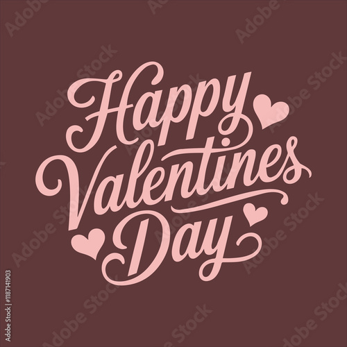 Happy Valentines Day Typography Calligraphy Hearty Vector Illustration