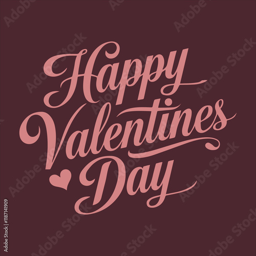 Happy Valentines Day Typography Calligraphy Hearty Vector Illustration