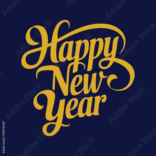 Happy New Year Typography Design For New Year Vector Illustration clean art
