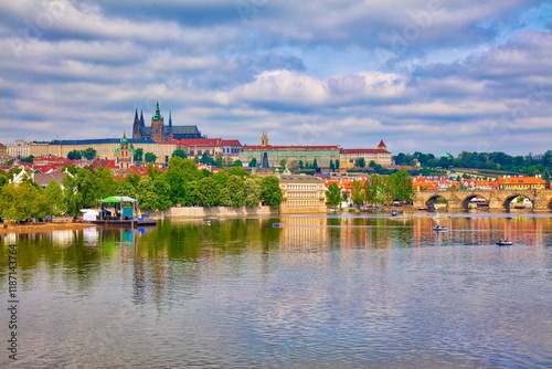 Prague cityscape with Hradcany photo