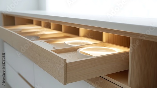 Minimalist kitchen with hidden storage compartments 