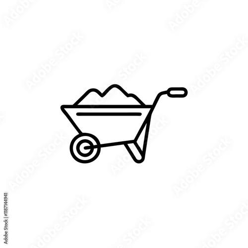 wheelbarrow icon on transparent background
