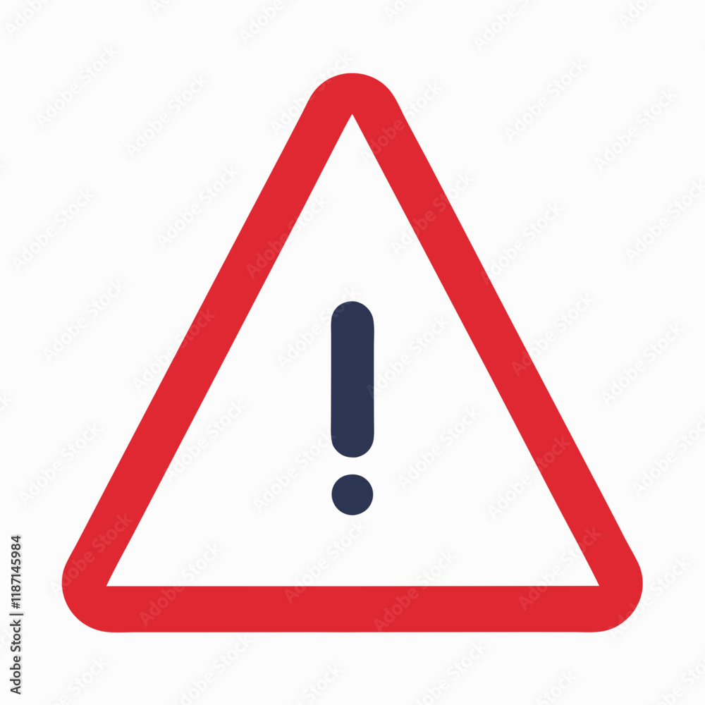 Warning Triangle with Exclamation Mark and Red Border Vector Illustration Warning Triangle with Exclamation Mark and Red Border Vector Illustration