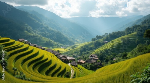Serene Mountain Village Rice Terraces