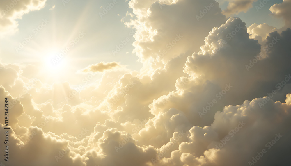 Fototapeta premium Golden Hour Cloudscape: A Serene and Radiant Sunset