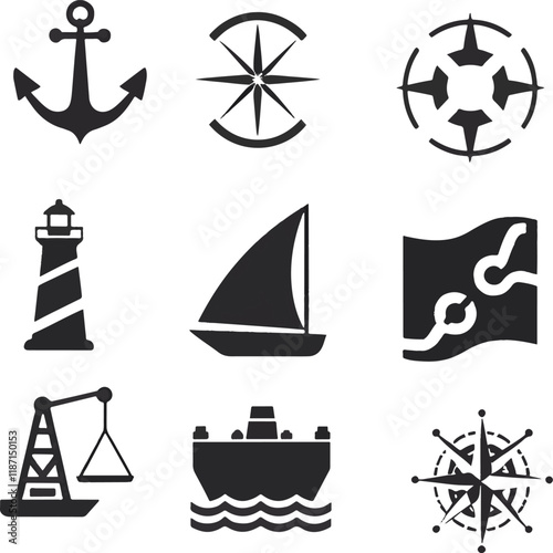 Ocean ship icon illustration, boot,ship,sail,water,symol icon in vector 