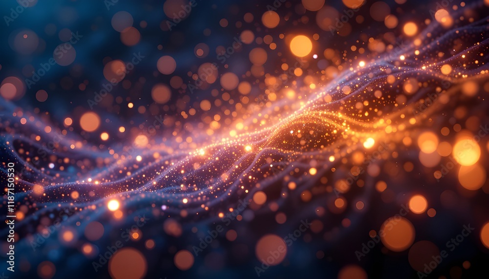 Obraz premium Abstract connected dots and lines. Concept of AI technology, Motion of digital data flow.