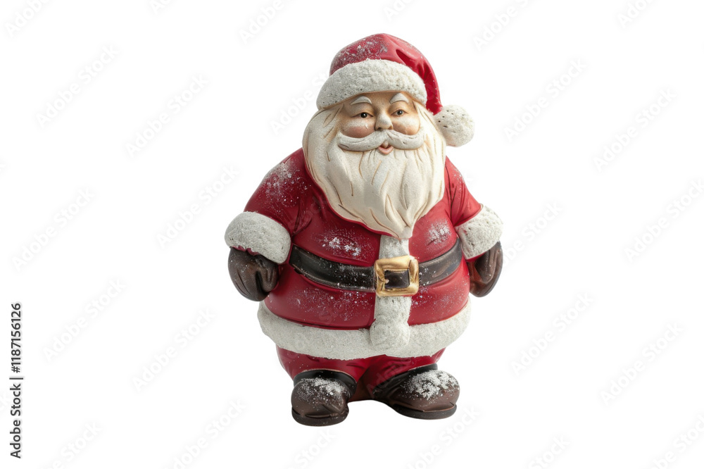 Obraz premium Festive Santa Claus Figurine Carrying a Sack of Gifts: A Classic Christmas Decoration for Holiday Displays and Seasonal Celebrations PNG Icon on transparent background