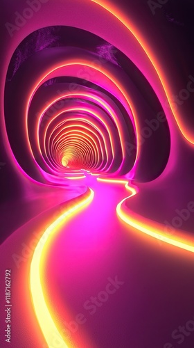 Glowing pathways lead into infinite mocha mousse virtual environments