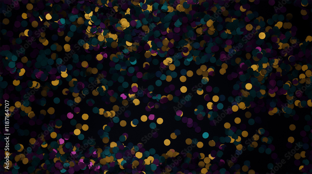 Naklejka premium Vibrant multicolored confetti against dark background