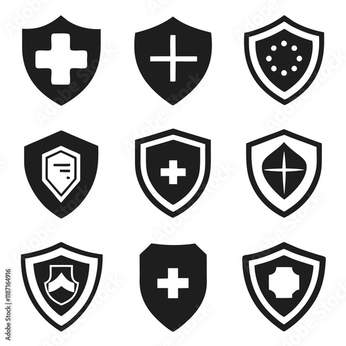Health protection shield icon Symbols