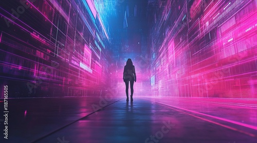 Surreal Digital Landscape Featuring Metaverse and Blockchain Concepts