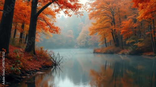 Tranquil Autumn Lake Scene