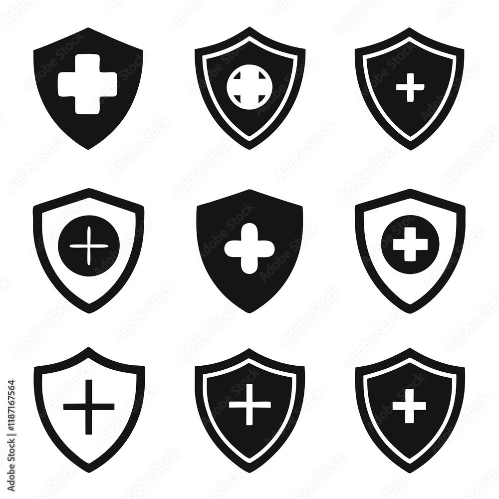 Health protection shield icon Symbols Health protection shield icon Symbols