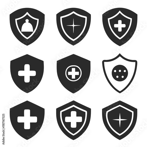 Health protection shield icon Symbols