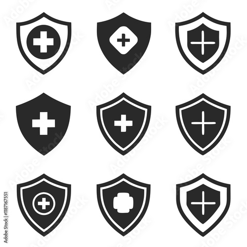 Health protection shield icon Symbols