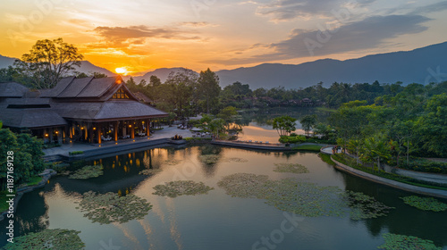 Chiang Mai, Thailand - 4 June 2024:Newly Renovated Kad Lanna Restaurant Zone at InterContinental Chiang Mai the Mae Ping, an IHG Hotel photo