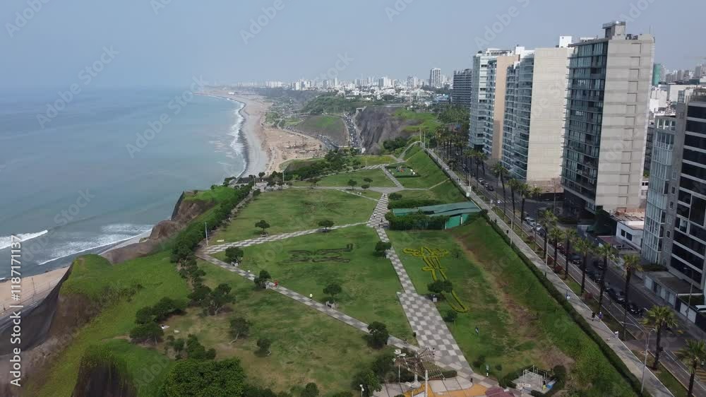 aerial view of the city - miraflores lima perú