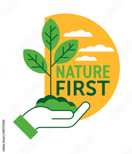 Emblem for any ecological company, strategy, program with sample slogan