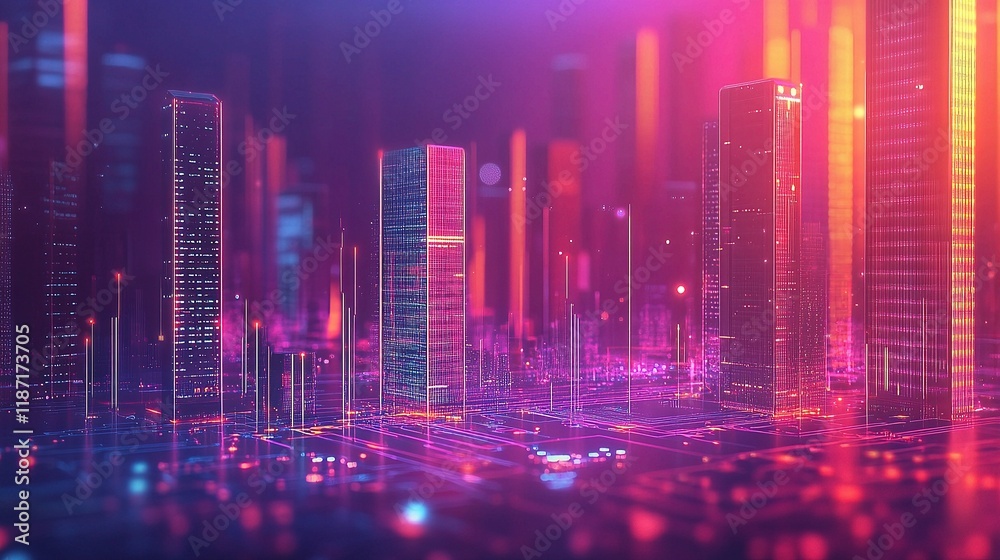 Futuristic Abstract Circuit Board Technology in Vibrant Urban Landscape Futuristic Abstract Circuit Board Technology in Vibrant Urban Landscape