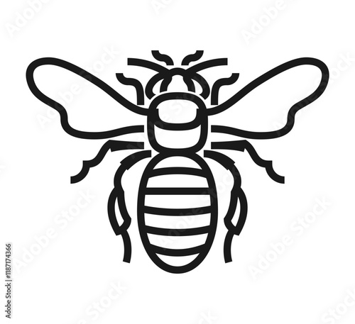 Bee icon in bold line - for logo of honey or propolis