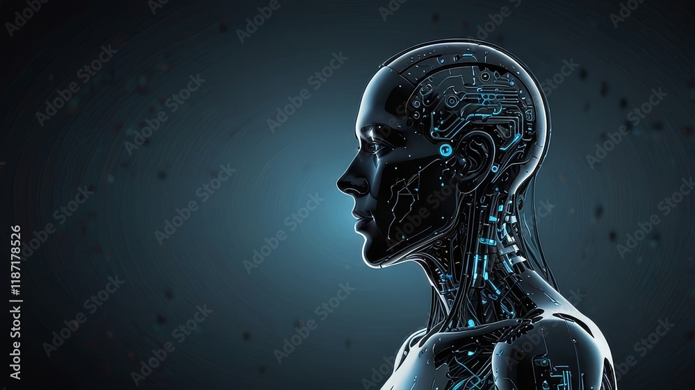 A futuristic digital silhouette of artificial intelligence technologie A futuristic digital silhouette of artificial intelligence technologie