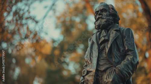 Karl Marx Monument. Statue of German philosopher Karl Marx in Saxony. German revolutionary socialist. Radical political theorist. Nischel, designed by Lev Kerbel. 
