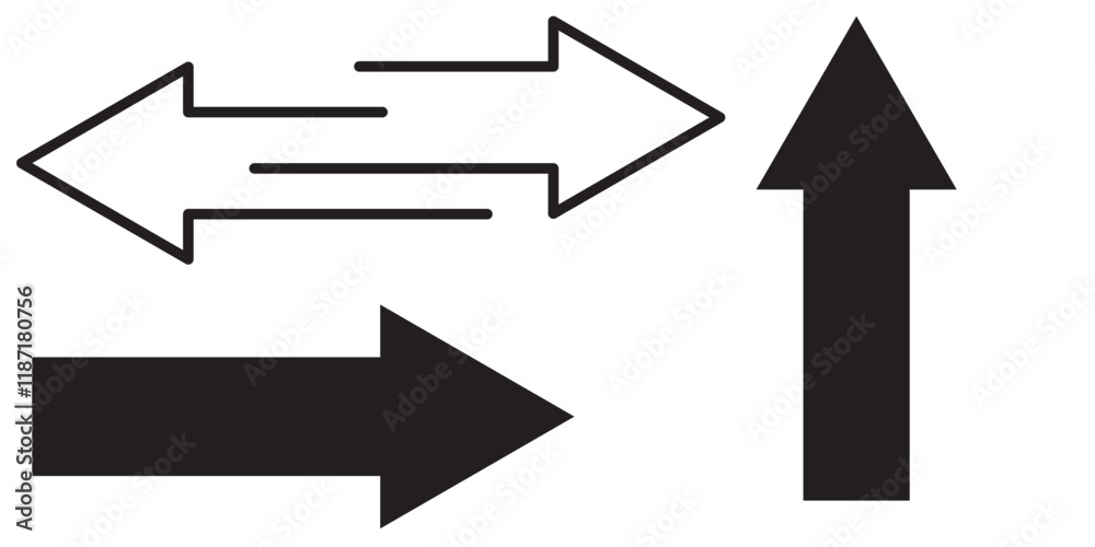 Red arrow set . Right pointing arrow. Straight large solid long red arrow icon. Vector illustration. Red arrow set . Right pointing arrow. Straight large solid long red arrow icon. Vector illustration.