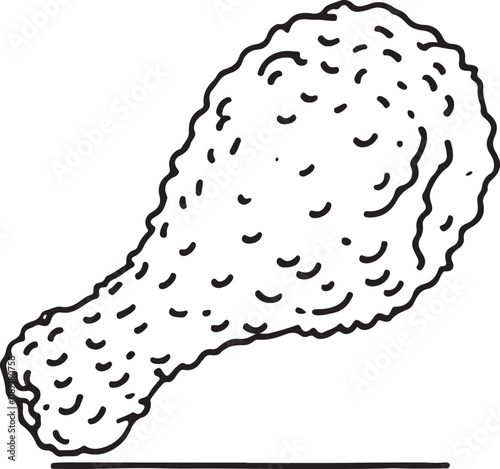Crispy Chicken Leg Line Art for Food Illustrations