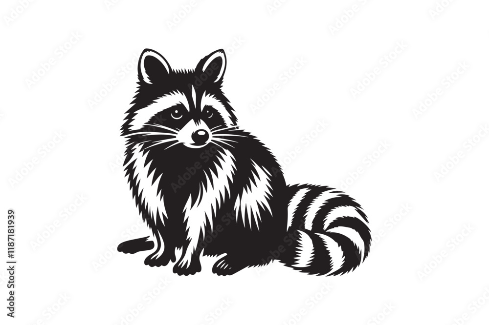 Obraz premium Raccoon Silhouette Vector Animal Illustration 
