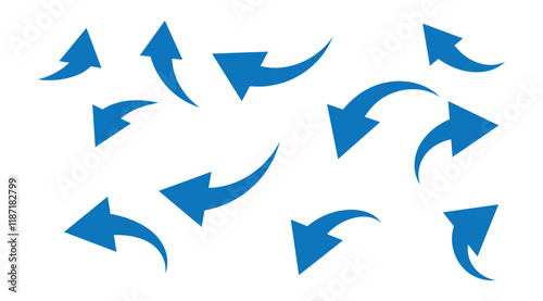 Long arrows icon. Long curved hand drawn arrow isolated.