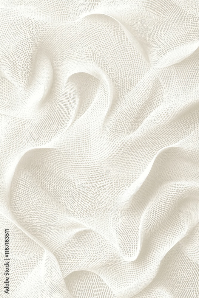 Soft white fabric drapes in elegant waves showcasing texture and movement Soft white fabric drapes in elegant waves showcasing texture and movement