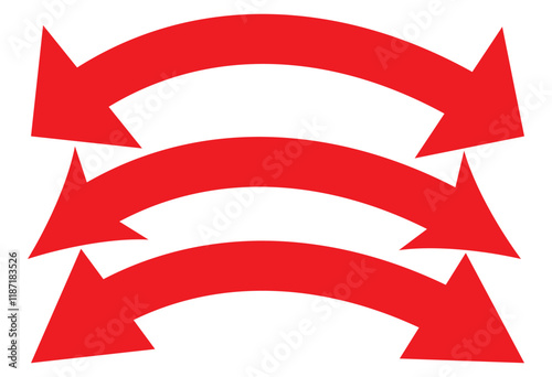 Dual semi circle arrow set . Vector illustration. Semicircular curved thin long double ended arrow set . Double Arrow. Black arrow icon. design eps 10 